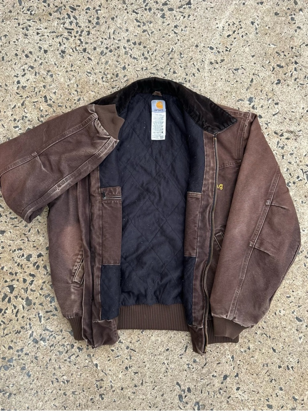 VTG Carhartt Jacket Santa Fe Distressed And Faded J14 DKB Mens Large Brown - Picture 7 of 10